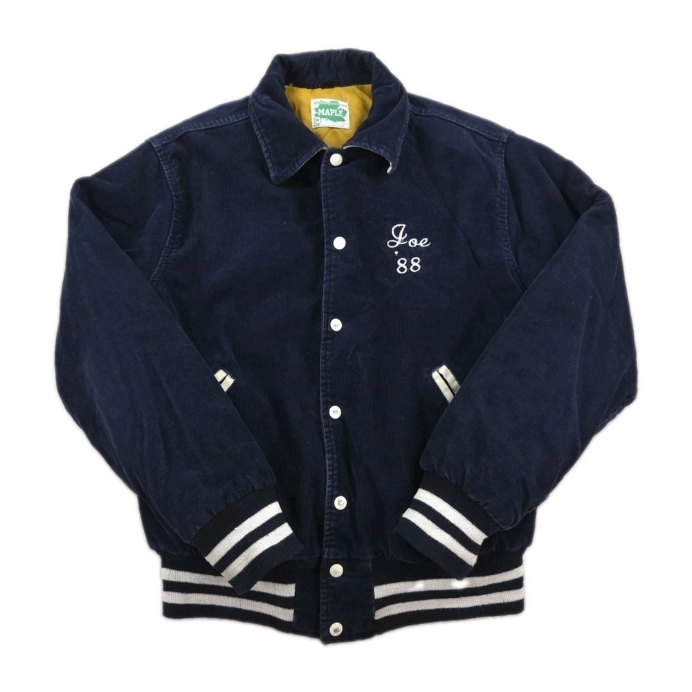Vintage 80s Maple Corduroy Varsity Jacket Mens Medium Council Rock Blue Bomber